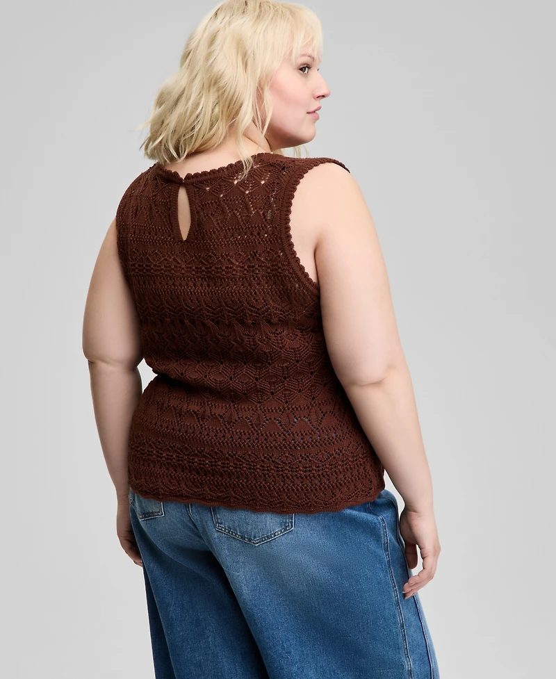 And Now This Trendy Plus Crochet Sleeveless Top, Created for Macy's