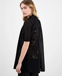 Anne Klein Women's Sheer Open-Front Short-Sleeve Cardigan
