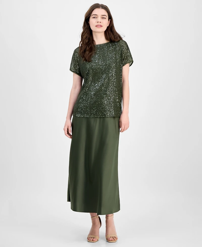 Anne Klein Women's Bias-Cut Flared Pull-On Skirt