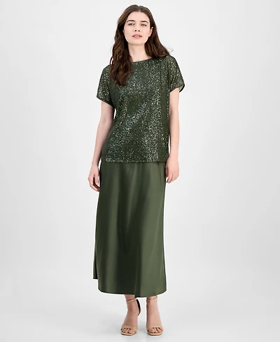 Anne Klein Women's Bias-Cut Flared Pull-On Skirt