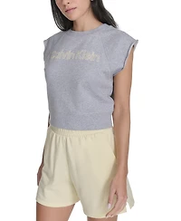 Calvin Klein Performance Women's Sleeveless Puff-Logo Cropped Top
