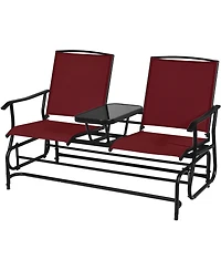 2 Person Outdoor Patio Double Glider Chair Loveseat Rocking