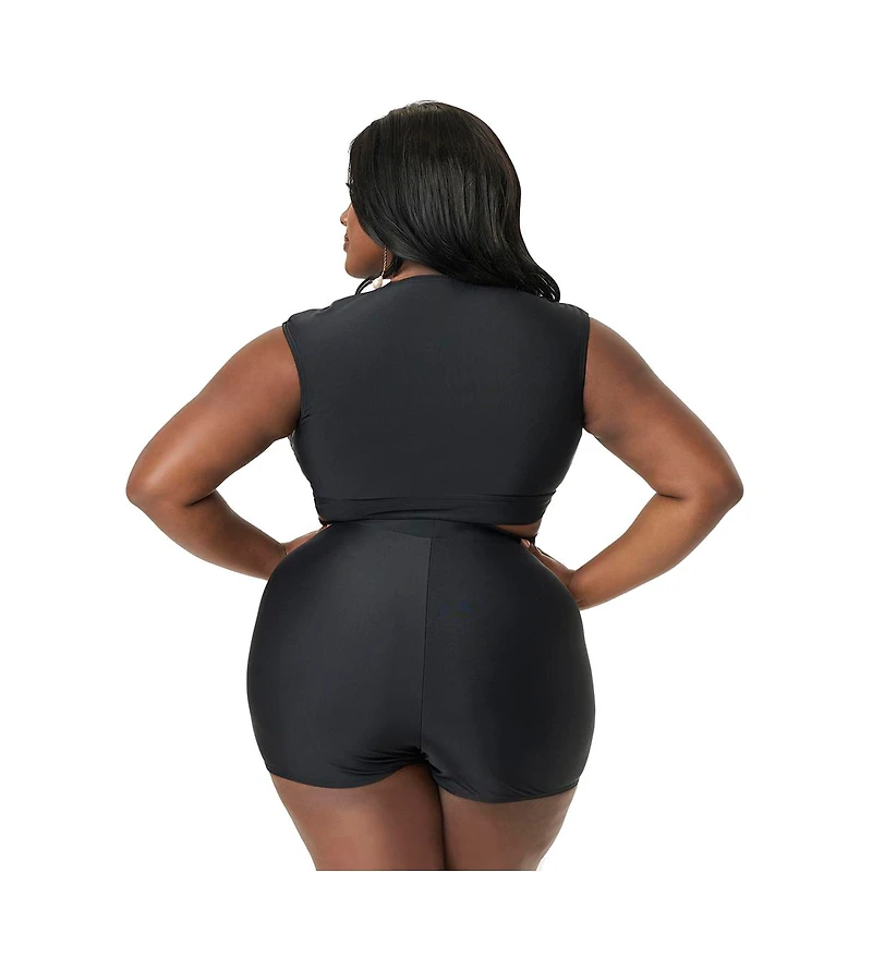 Unique Vintage Plus Full Coverage Bow Swim Top