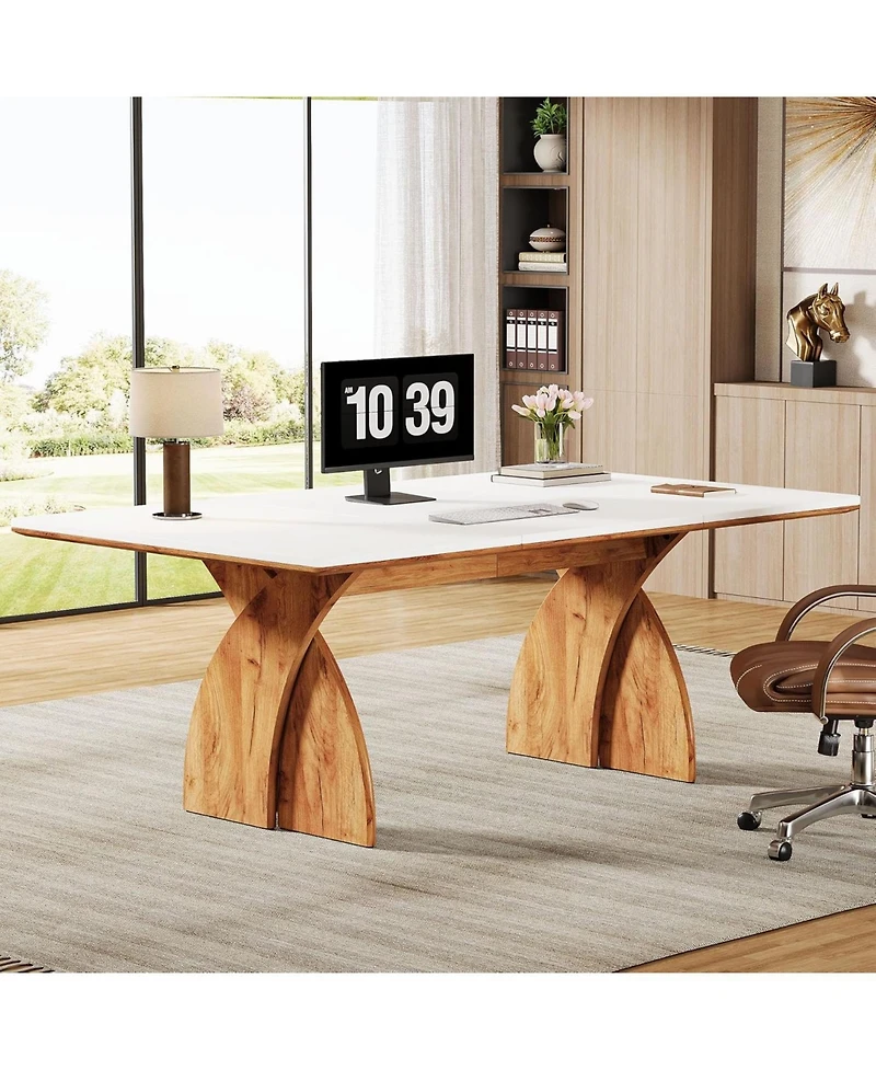 Tribesigns Executive Office Desk, Large Computer Desk, Modern Wood Desk with Heavy Duty Legs, Laptop Desk Study Writing Table Business Furniture, Work