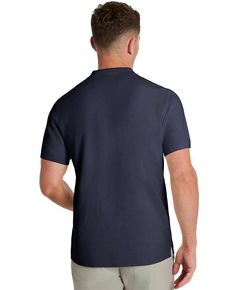 Kenneth Cole Men's Short Sleeve Waffle Knit Polo Sweater