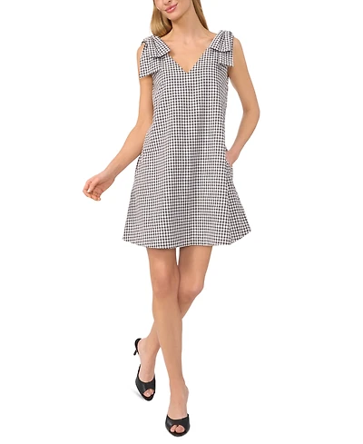 CeCe Women's Gingham Bow-Shoulder Mini Dress
