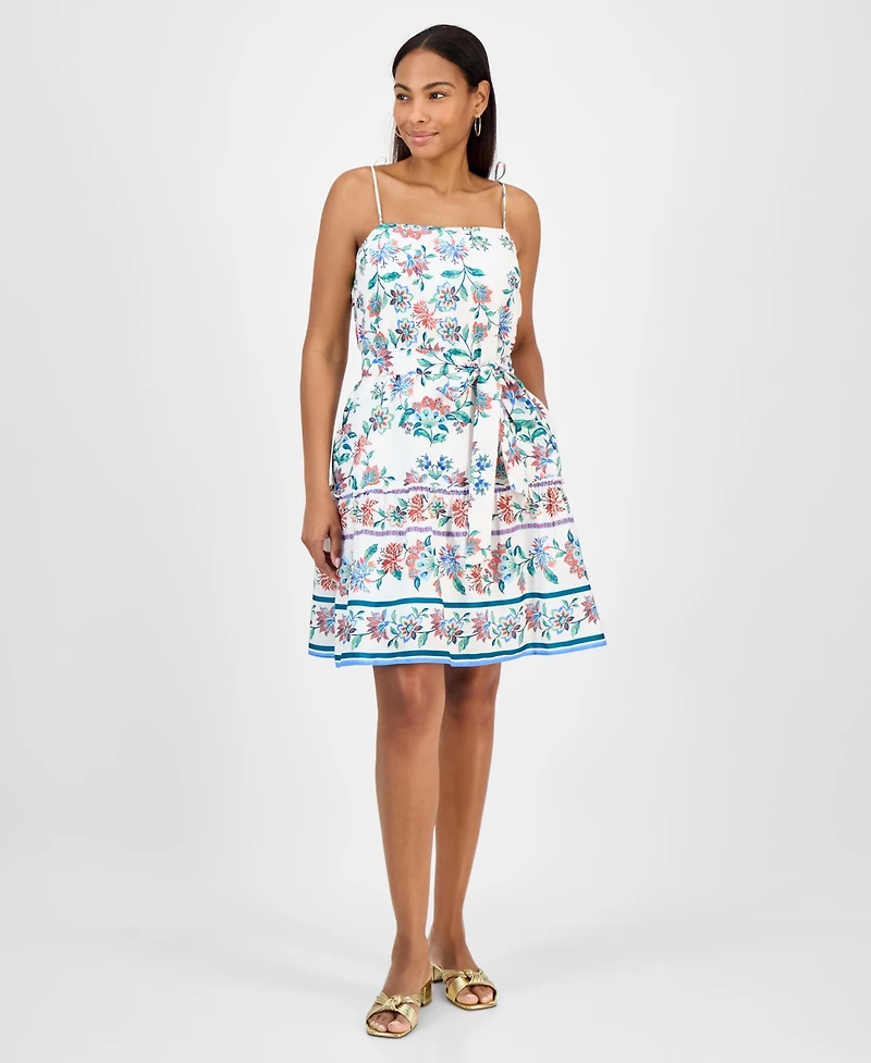 julia jordan Women's Printed Sleeveless Fit & Flare Dress