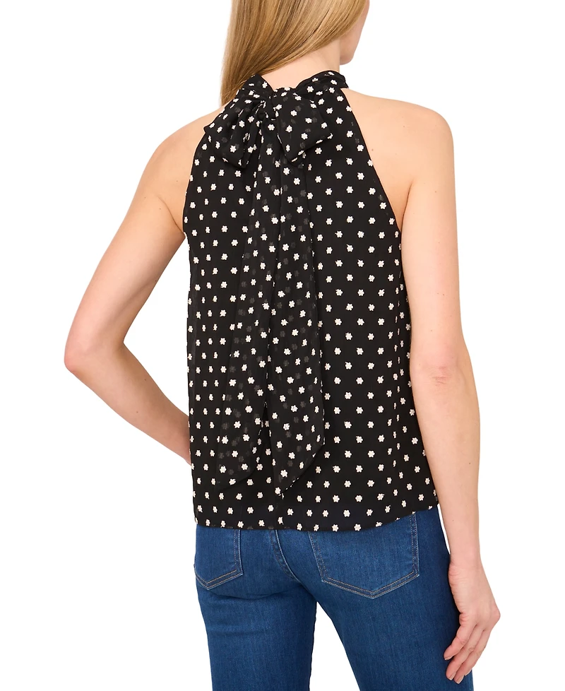 CeCe Women's High-Neck Sleeveless Polka Dot Top