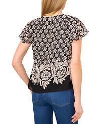 CeCe Women's Crewneck Short-Flutter Sleeve Blouse
