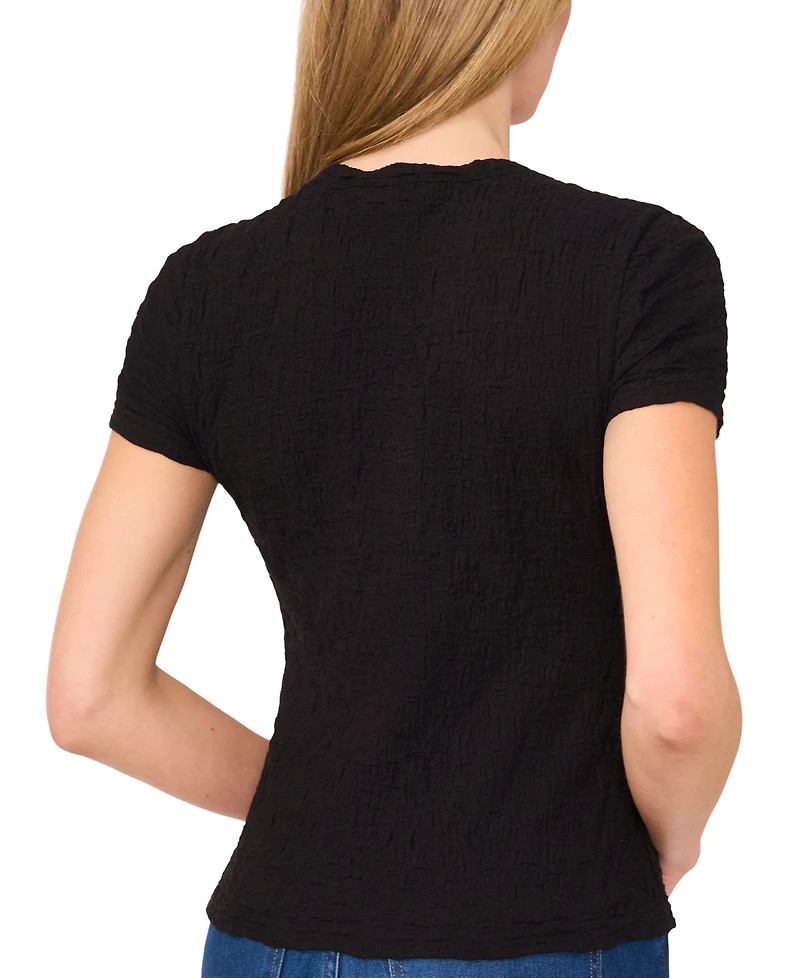 CeCe Women's Short-Sleeve Puckered-Knit Baby T-Shirt