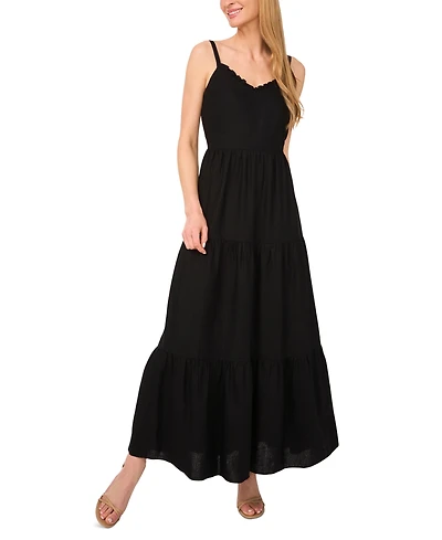 CeCe Women's V-Neck Sleeveless Tiered Maxi Dress
