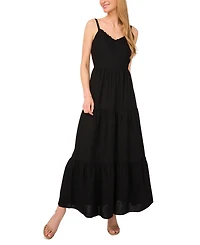 CeCe Women's V-Neck Sleeveless Tiered Maxi Dress