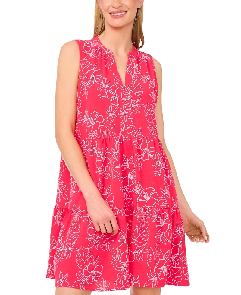 CeCe Women's Floral Sleeveless Baby Doll Dress