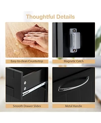 Rubber Wood Kitchen Trash Cabinet with Single Trash Can Holder and Adjustable Shelf