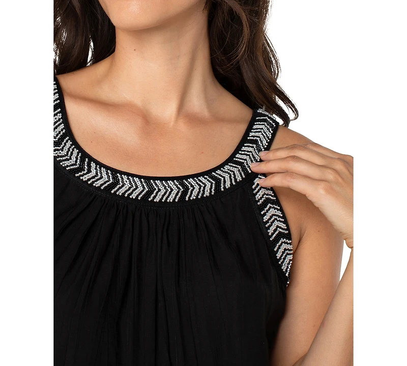 Liverpool Los Angeles Women's Sleeveless Beaded Tank Top