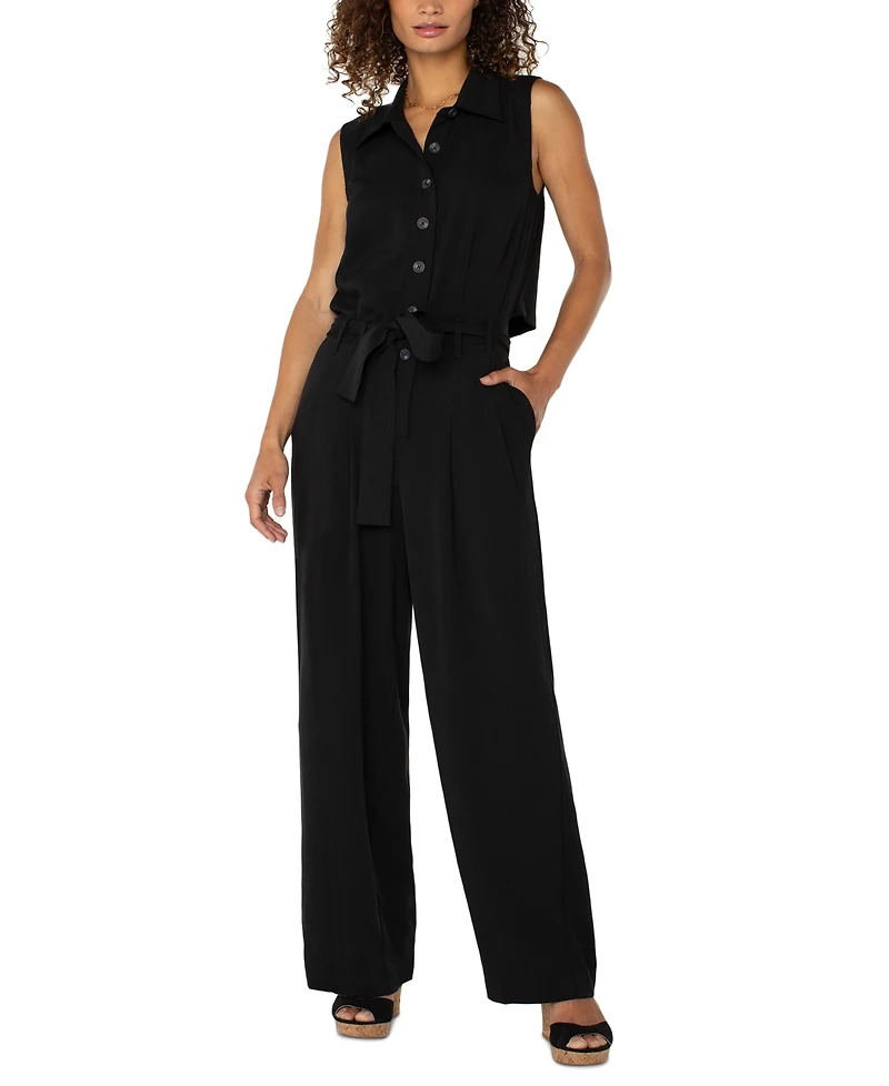 Liverpool Los Angeles Women's Sleeveless Wide Leg Jumpsuit