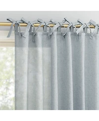 Roxy Generation Slub Texture Tacked Bow Semi-Sheer Tie Top Curtain Panel