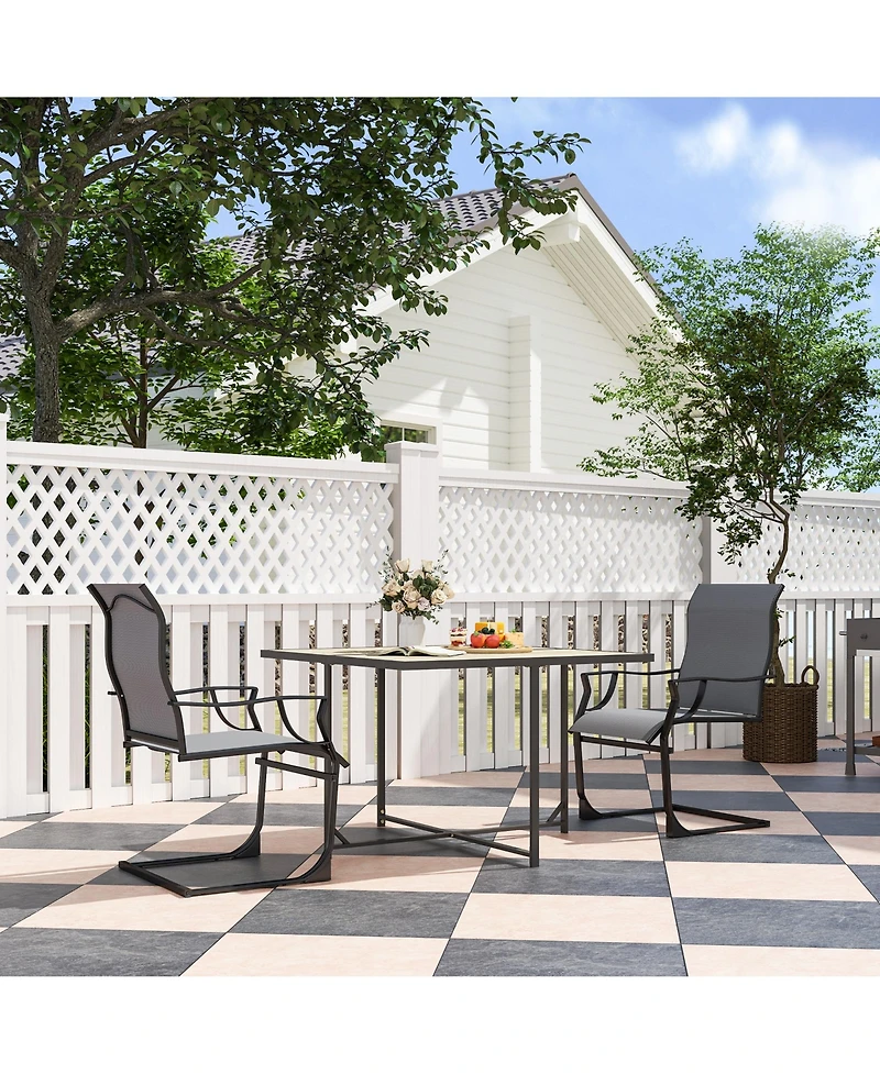 Outsunny Patio Dining Chairs Set of 2, C Spring Outdoor Chairs, Light