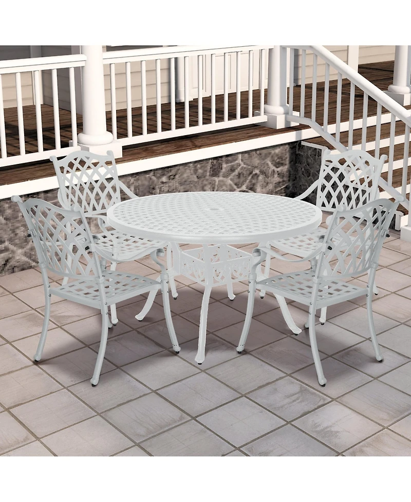 Mondawe Outdoor Cast Aluminum Dining Armchair