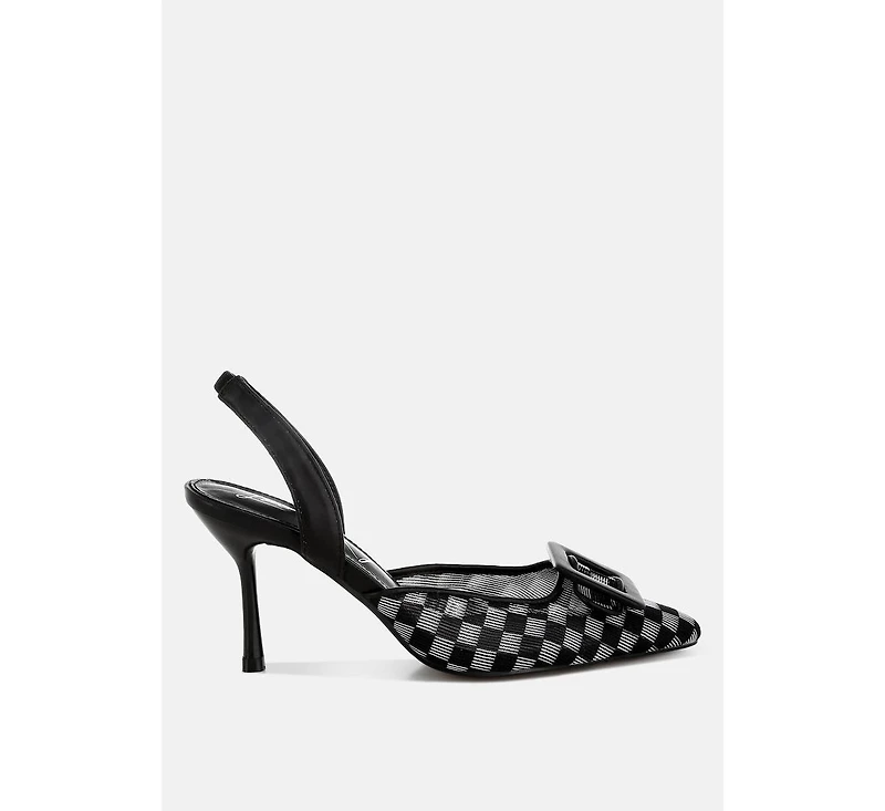 Freya Mesh Checkered Pointy Stiletto Heels