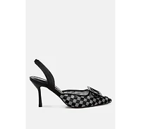 Freya Mesh Checkered Pointy Stiletto Heels