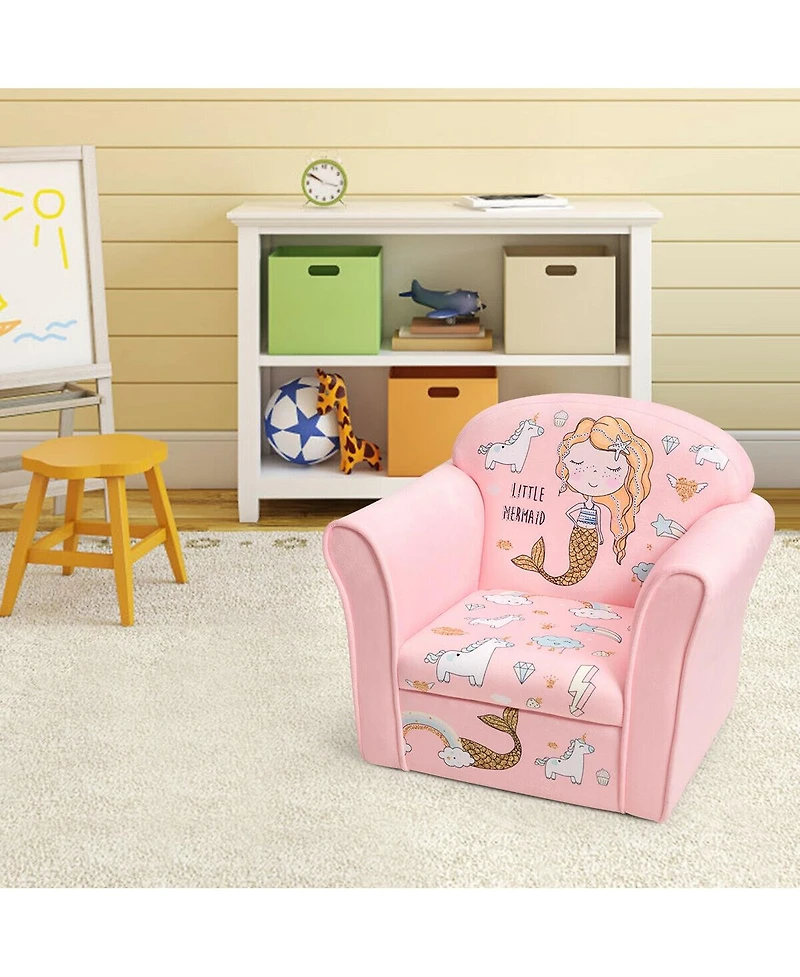 Kids Mermaid Armrest Couch Upholstered Sofa