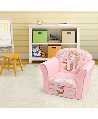 Kids Mermaid Armrest Couch Upholstered Sofa