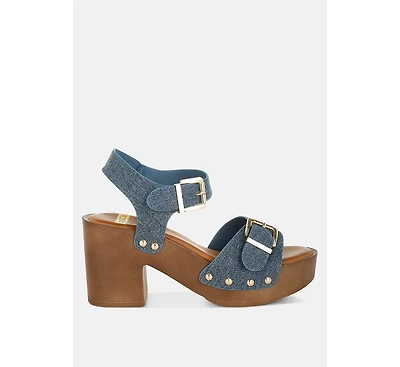 Vipasa Studded Denim Clog Sandals
