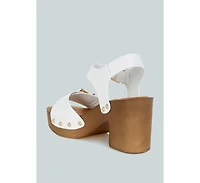 Ompasa Genuine Leather Clog Sandals