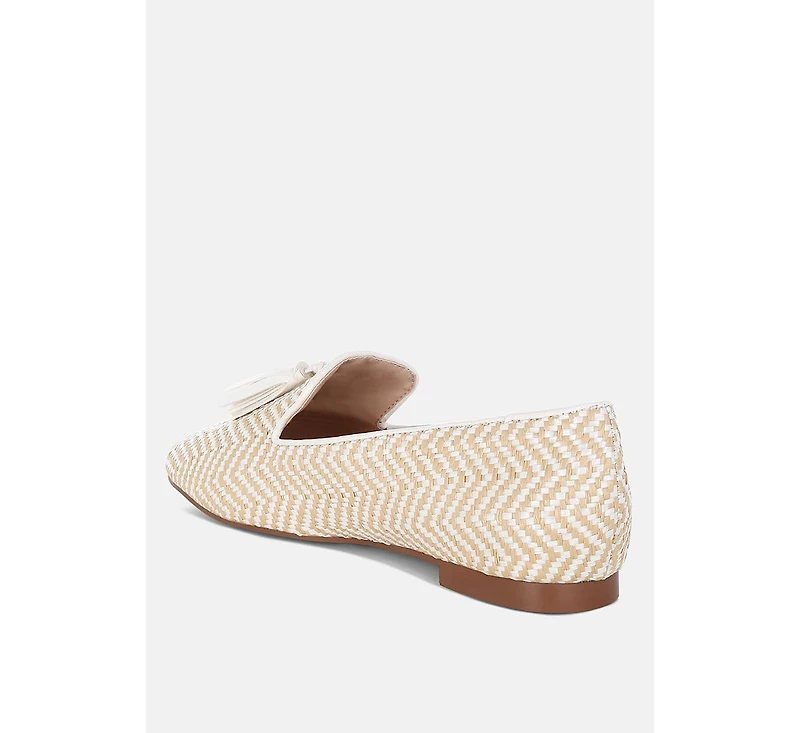 Dara Raffia Tassels Detail Loafers