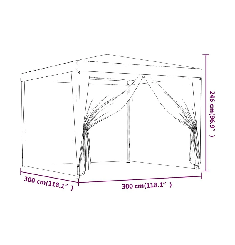 Party Tent with 4 Mesh Sidewalls Anthracite 9.8'x9.8' Hdpe
