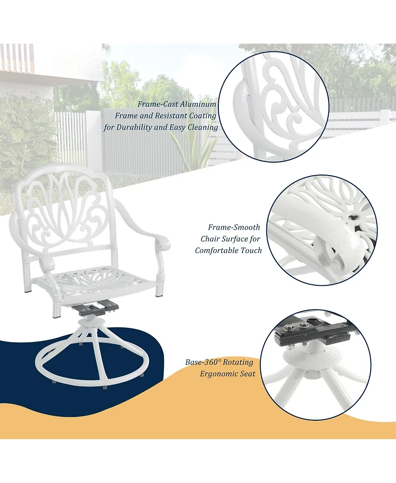 Swivel Patio Dining Chairs 2pcs Vintage Patio Chairs Outdoor Swivel Rocker Patio Chairs Set of 2 Bistro Chairs