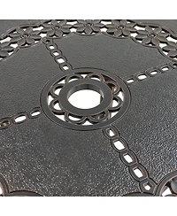 Inches Outdoor Bistro Table with Umbrella Hole Cast Aluminium Patio Dining Round Table