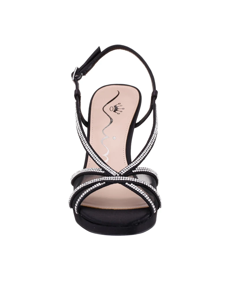 Nina Women's Bonney Rhinestone Square Toe Dress Sandals