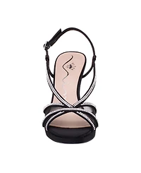 Nina Women's Bonney Rhinestone Square Toe Dress Sandals