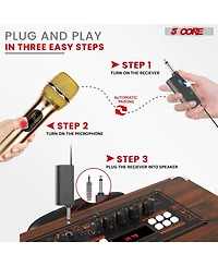 5 Core Wireless Microphones Pair Uhf Professional Handheld Microfonos Inalambricos Dual Cordless Mic System for Karaoke Singing Wedding Dj Party Speec