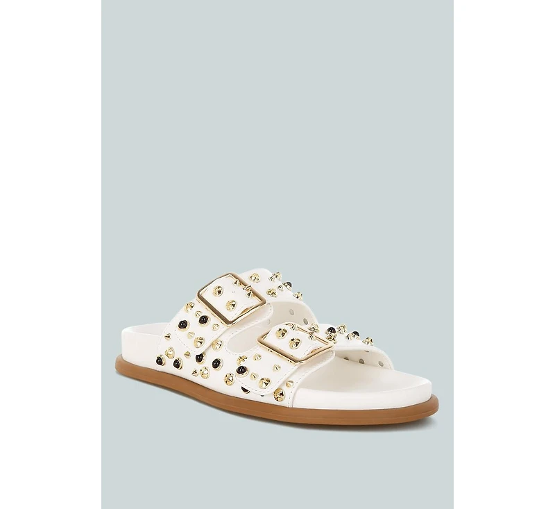 Jayata Metallic Stud Embellished Sliders