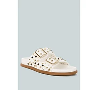 Jayata Metallic Stud Embellished Sliders