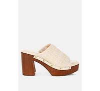 Marengo Raffia Wooden Clogs