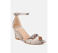 Kodor Snake Print Slim Wedge Heel Sandals