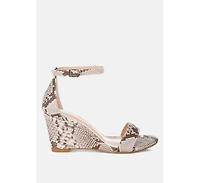 Kodor Snake Print Slim Wedge Heel Sandals