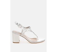 Chan Metallic Studded Statement Heels
