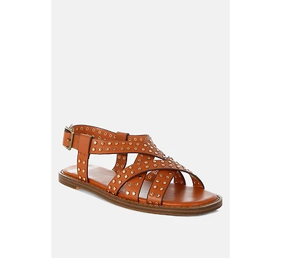 Anemone Studded Flat Gladiator Sandals