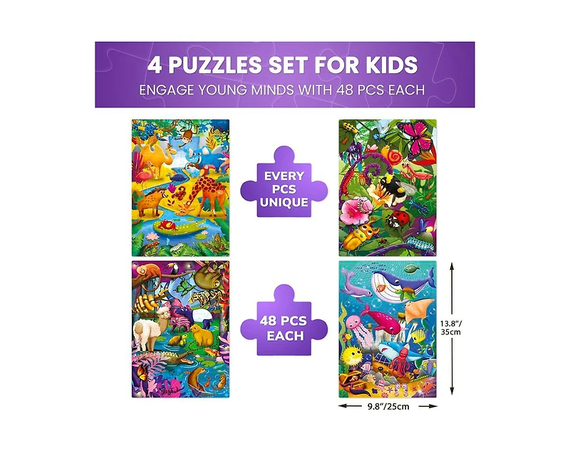 Quokka Puzzles for Toddlers 3-5 – 3 x 36 Pieces Floor Kids Ages 2-4