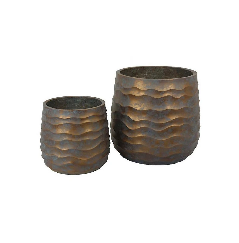 Set of 2 Wavy Design Planters for Stylish Indoor & Outdoor Decor