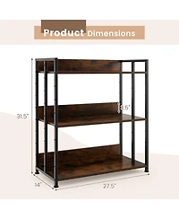 3-Tier Industrial Bookshelf Storage Shelf Display Rack with Adjustable Shelves-3-Tier
