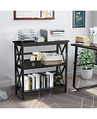 3-Tier Wooden Multi-Functional X-Design Etagere Storage Bookshelf