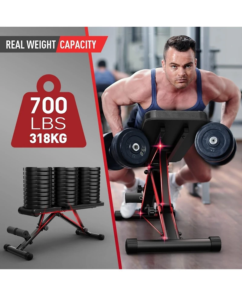 Joroto MD35 Adjustable Weight Bench 8x4x3x2 Positions- 700 Pounds Load Foldable Strength Training Benches for Full Body Workout Bench Press (With Fast