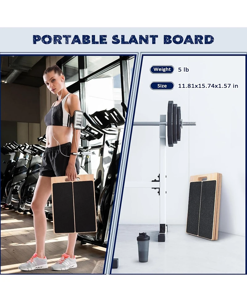 Joroto Wooden Slant Board for Calf Stretching Squats Calf Stretcher Pilates Physical Therapy Equipment Adjustable Incline Board for Knees Ankle Heel F