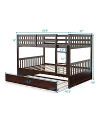 Full over Bunk Bed Platform Wood with Ladder